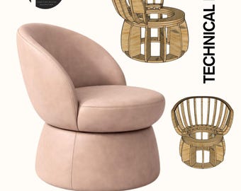 Chenille Chair CNC Design File (dxf, pdf, stl, obj, fbx, 3ds