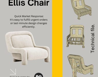 Arquivos de projeto CNC para cadeira Ellis: Planos de móveis em madeira compensada e MDF (dxf - pdf - obj - 3ds - fbx)