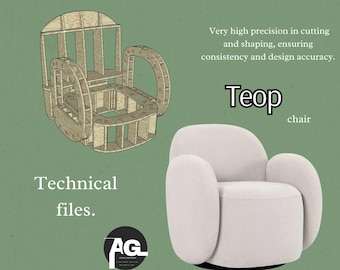 Teop Chair CNC Design Files : Plywood, MDF Furniture Plans (dxf - pdf - obj - 3ds - fbx )