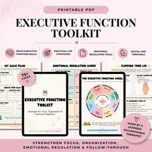 Afdrukbare ADHD-planner voor volwassenen, toolkit executieve functies, werkbladen emotionele regulatie, ondersteuning voor routine en focus