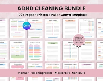 ADHD Cleaning Schedule Planner, Weekly Routine Checklist (Printable PDF, Canva)