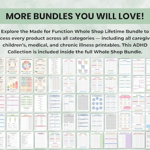 ADHD planner bundle with additional printable planner bundles and worksheet collections