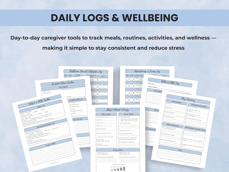 Caregiver Planner Printable PDF, Elder Care Daily Log & Checklist ...