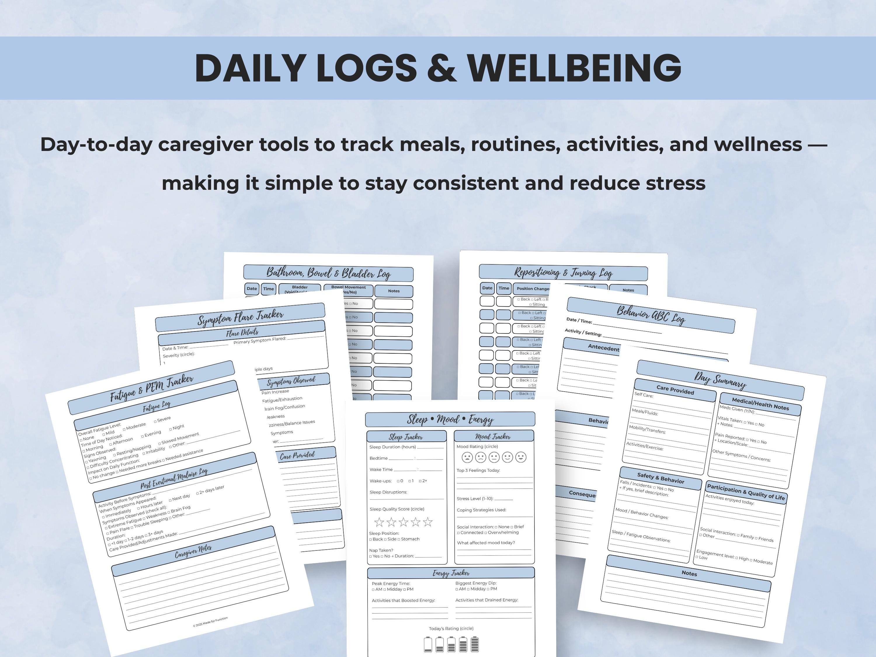 Caregiver Planner Printable PDF: Elder Care Daily Log & Checklist - Etsy