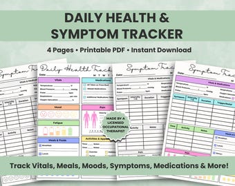 Daily Health & Symptom Tracker, Wellness Journal (Printable PDF)