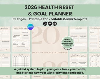 2026 Health Planner Printable, Symptom Tracker, Medical Log (PDF)