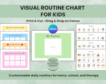 Kids Daily Routine Cards, Visual Schedule for Preschool, Routine Chart for Kids, Morning Bedtime Routine, Editable Daily Rhythm Schedule