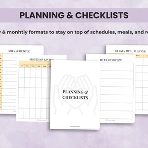 Caregiver planning pages with checklists, routines, and task organization templates