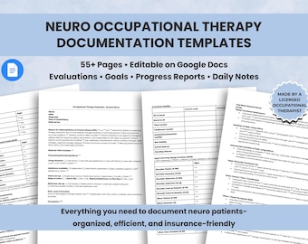 Neuro Occupational Therapy Bundle, Neurological Rehabilitation Documentation, Neuro OT Evaluation, OT Daily Note, Goal Bank, Progress Report