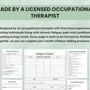 Fatigue & Energy Planner created by a licensed occupational therapist — practical, organized, and designed for real-life use.