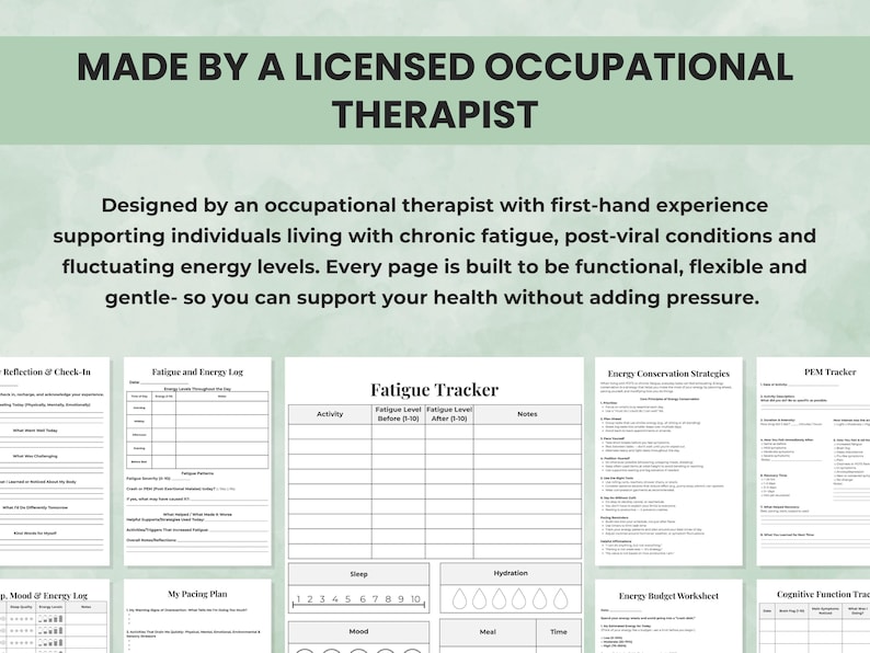 Fatigue & Energy Planner created by a licensed occupational therapist — practical, organized, and designed for real-life use.