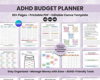 ADHD Budget Planner | Weekly, Biweekly, Monthly (Printable PDF)