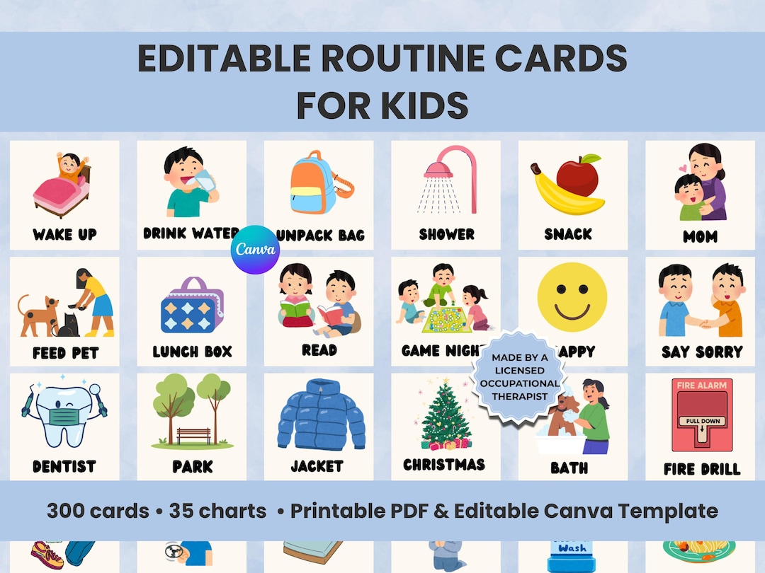Kids Daily Routine Cards | Visual Schedule for Preschool & Toddlers ...