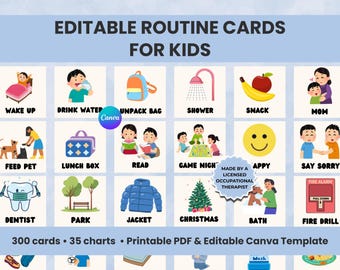Kids Daily Routine Cards | Visual Schedule for Preschool & Toddlers | Printable Chore Chart | Montessori Daily Rhythm Routine