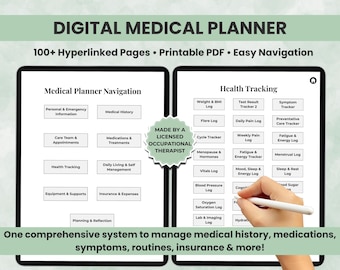 Digital Medical Planner, Health Tracker, Chronic Illness, Eldercare (Printable PDF)