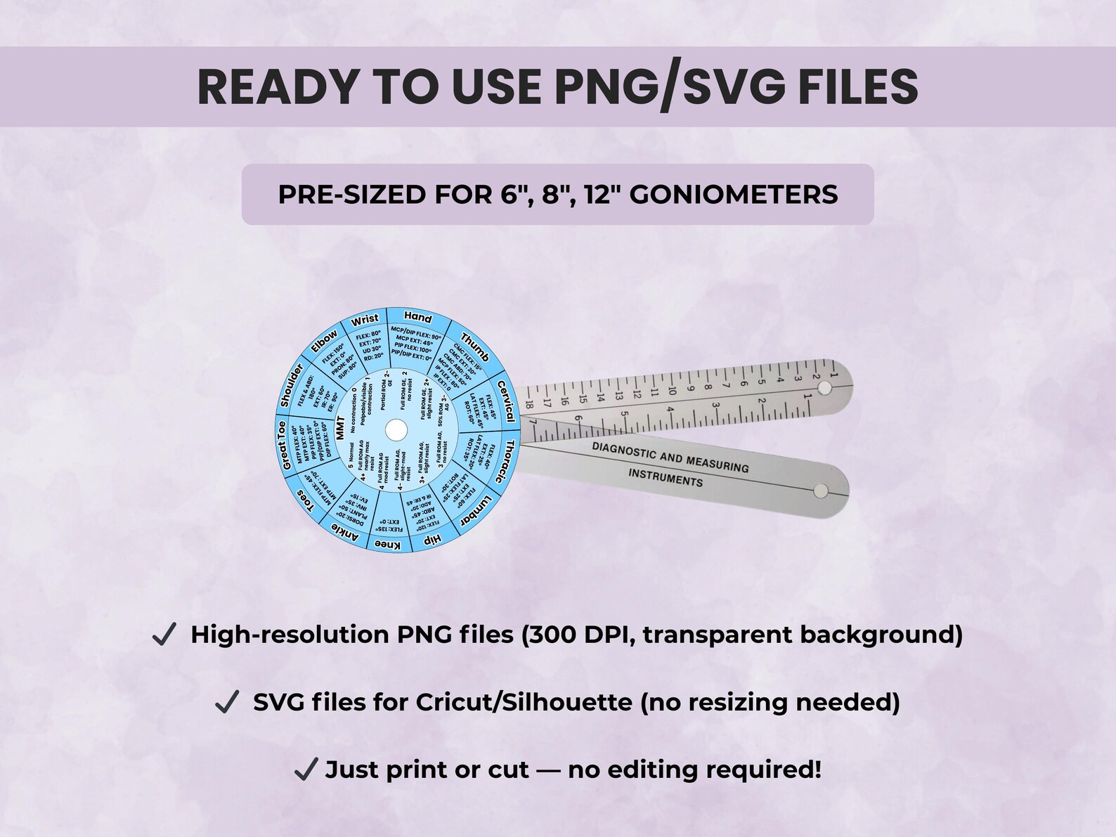 Goniometer Template.pdf Goniometer Cheat Sheet, Physical Therapists, Occupational Therapy ...