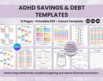 ADHD Financial Planner Printable | Debt & Savings Tracker (Canva Template)