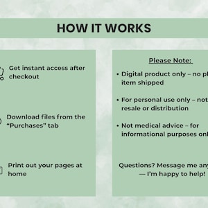 Step-by-step graphic showing how to access ADHD planner files via Google Drive and print or download instantly.