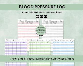Blood Pressure Log Printable, Daily BP Tracker (PDF)