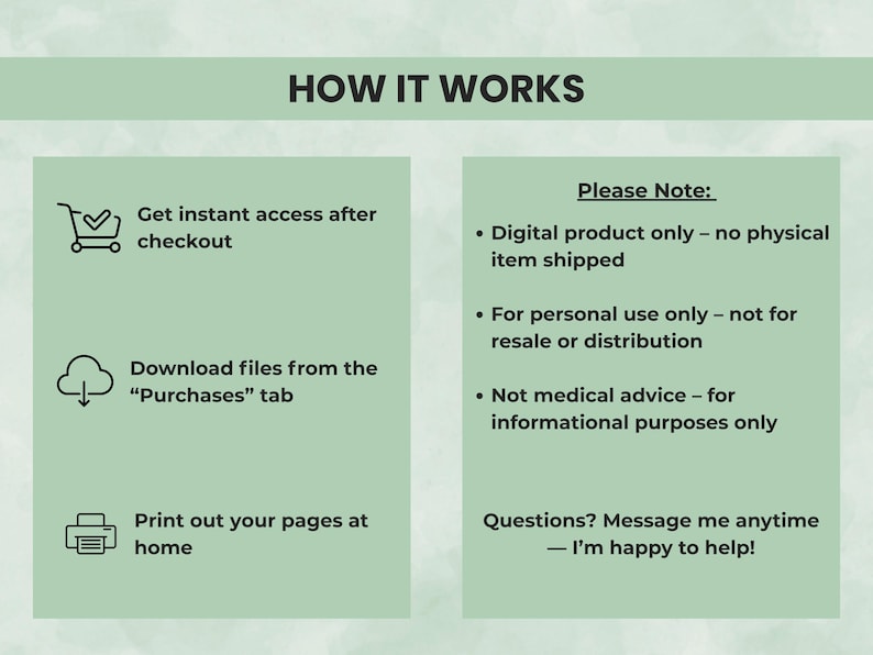 How to use the Fatigue & Energy Management Planner — purchase, download instantly, print or edit digitally, and reprint pages anytime.