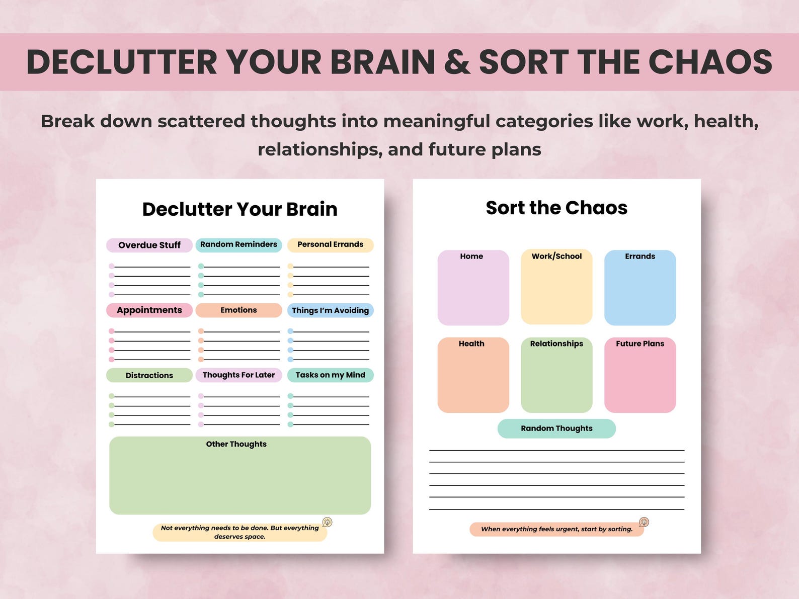 Thought Pattern Tracker ADHD Brain Dump Templates Printable, Editable Task Tracker, Priority ...