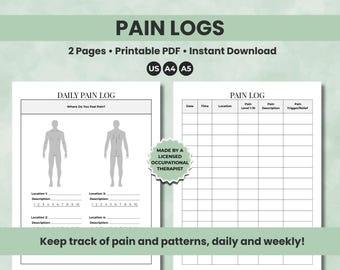 Pain Log Printable PDF, Symptom Tracker for Chronic Illness & Injury