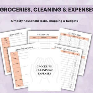 Caregiver routine and household organization pages for managing daily responsibilities