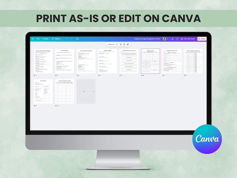 Editable Canva template and printable PDF — customize digitally or print at home for easy use.