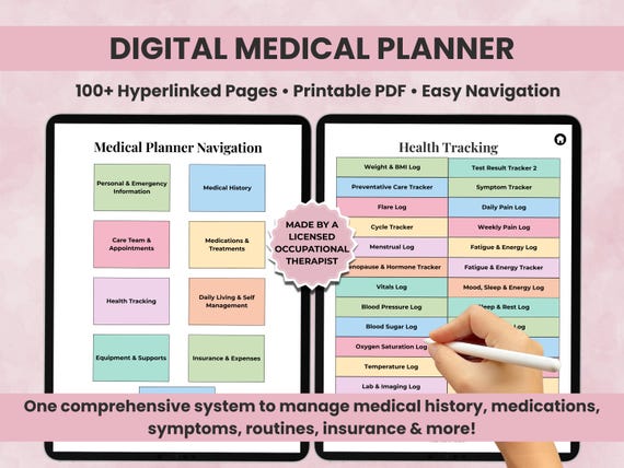 Digital Medical Planner, Health Planner Goodnotes, Chronic Illness Medical Planner, Caregiver Organizer, Medical Binder, Symptom Tracker