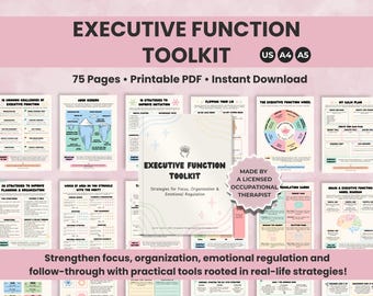 Exekutivfunktions-Toolkit, ADHS & Emotional Regulation Arbeitsblätter, Therapieaktivitäten, Exekutivfunktionskarten, Bewältigungsfähigkeiten für Erwachsene