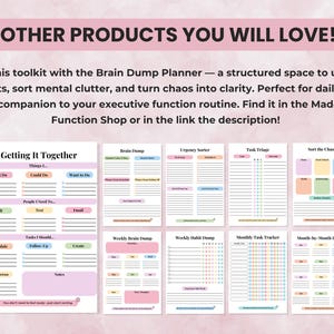 Preview of other Made for Function printables and planner bundles for caregivers, ADHD support, and therapy organization.