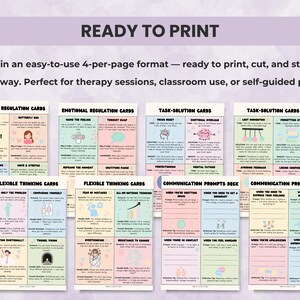 Executive Function Skill Cards in easy 4-per-page printable format. Therapy-friendly and neurodivergent-supportive executive function resource.