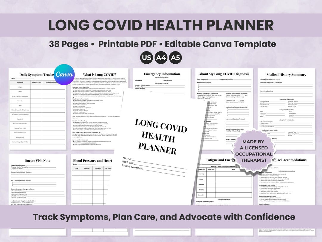 Long COVID & Chronic Illness Health Planner | Symptom Tracker, Vitals ...