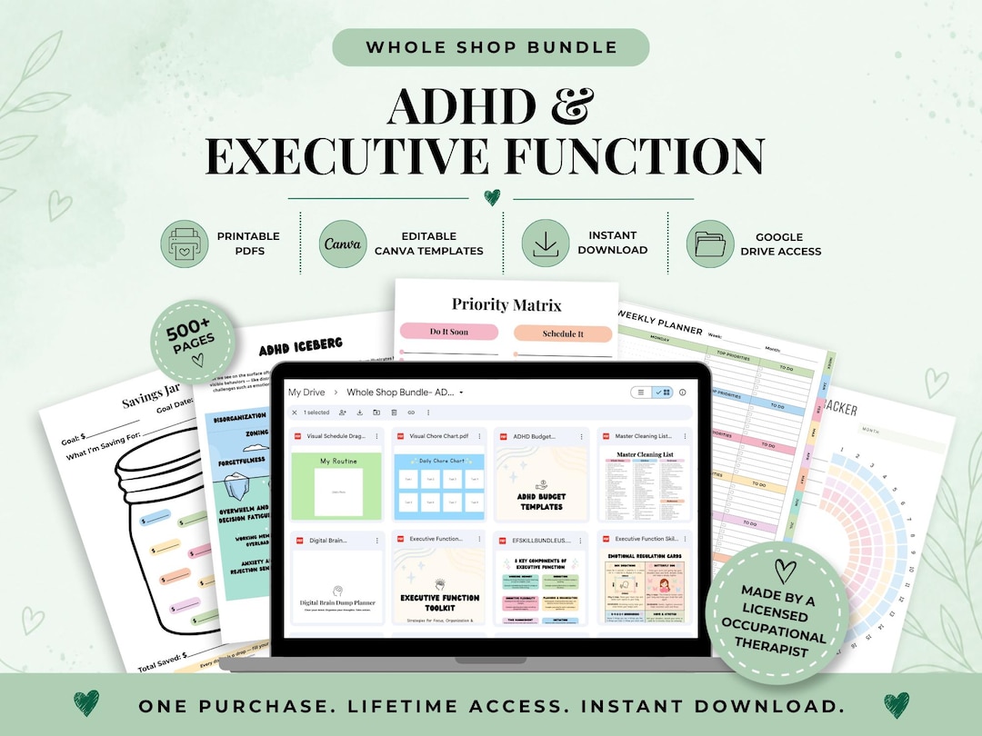 Executive Function Toolkit | ADHD Planner Bundle | Productivity Planner ...