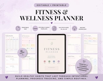Workout Planner Printable, Gym Tracker, Exercise Log, Fitness Routine Planner, Training Journal PDF, Workout Log
