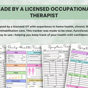 Therapist-created Daily Health and Symptom Tracker designed by a licensed occupational therapist for chronic illness, wellness, and caregiving.