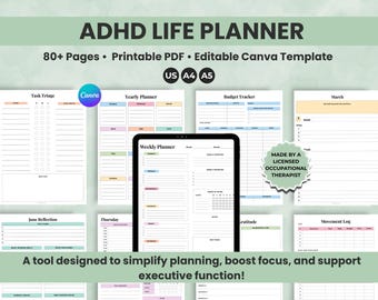 ADHD Life Planner | Daily, Weekly, Monthly Layouts (Printable PDF)