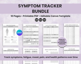 Chronic Illness Symptom Tracker: Editable Health Journal (Printable PDF & Canva Template)