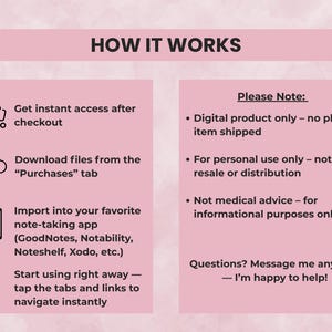 Step-by-step guide showing how to purchase, download, use digitally in GoodNotes or print at home, and organize health records with the Digital Medical Planner.