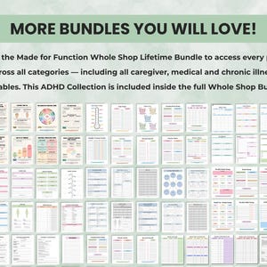 More Made for Function planner bundles displayed with titles for caregiver, medical, and executive function collections.
