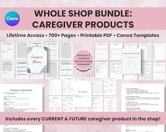 Caregiver Planner Whole Shop Bundle, Medical & Home Care (Printable PDF)