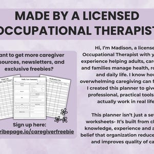 Caregiver planner designed by a licensed occupational therapist — professional caregiving and elder care templates