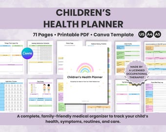 Children's Health Planner, Pediatric Medical Organizer (Printable PDF)