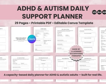 ADHD Daily Planner Printable, Executive Function Planner for Adults, Flexible Daily Planner, Autism Organization Tool