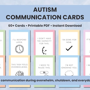 Autism Communication Cards for Adults, Neurodivergent Support (Printable PDF)