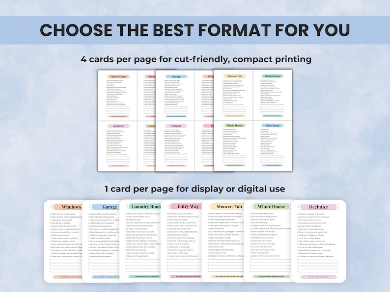 Choose the format that works best for you, either one per page or 4 per page