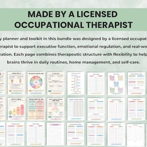 ADHD workbook bundle overview showing all included worksheets, planners, and executive function tools