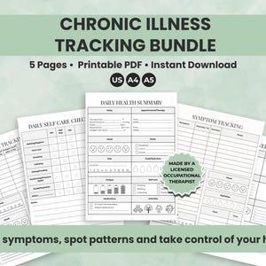 Chronic Illness Tracker Printable: Symptom, Fatigue, Medication Log (PDF)