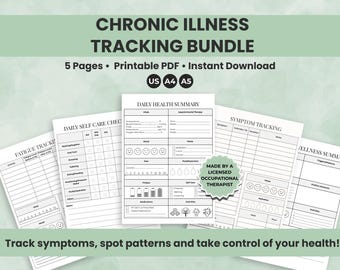 Chronic Illness Tracker Printable: Symptom, Fatigue, Medication Log (PDF)