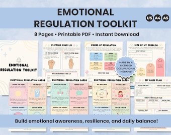 Arbeitsblätter zur emotionalen Regulierung für Kinder und Erwachsene | Beruhigungsplan, Flipping Your Lid Visuelle und 12 Emotionsregulierungskarten